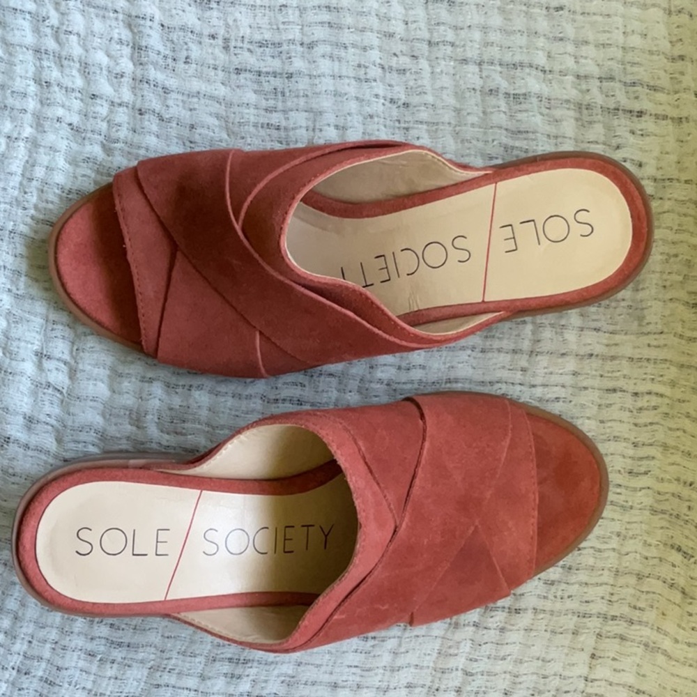 Sole Society Red Mules with Crossover Strap